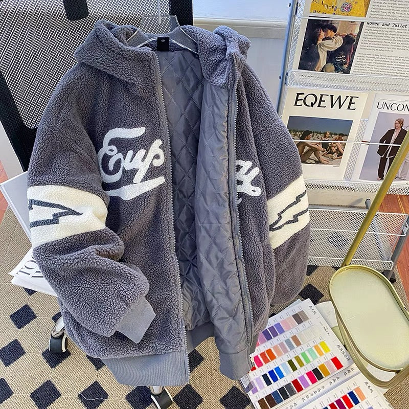 Lamb Suede Man Fall and Winter Handling Heating Cotton Current Students Loose Hat Cotton Cotton Cotton Men