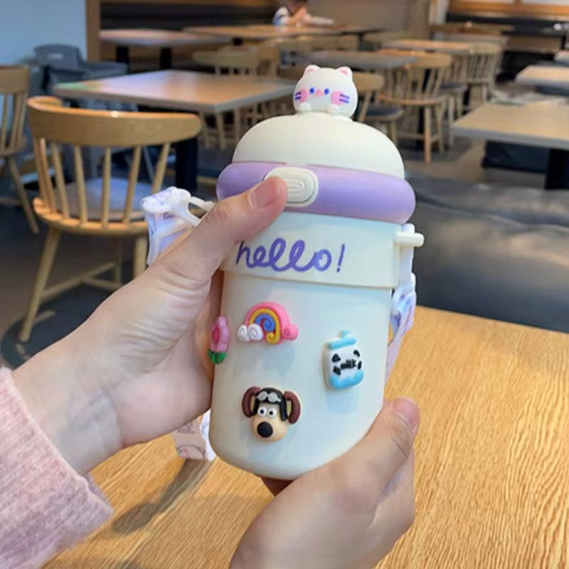 Customization: Logo/graphic design, Packaging, Sur...
Factory Wholesale 500ML Cute Glass Water Bottle for Kids with Belt and Cartoon Not Easy Broken Easy Carryv