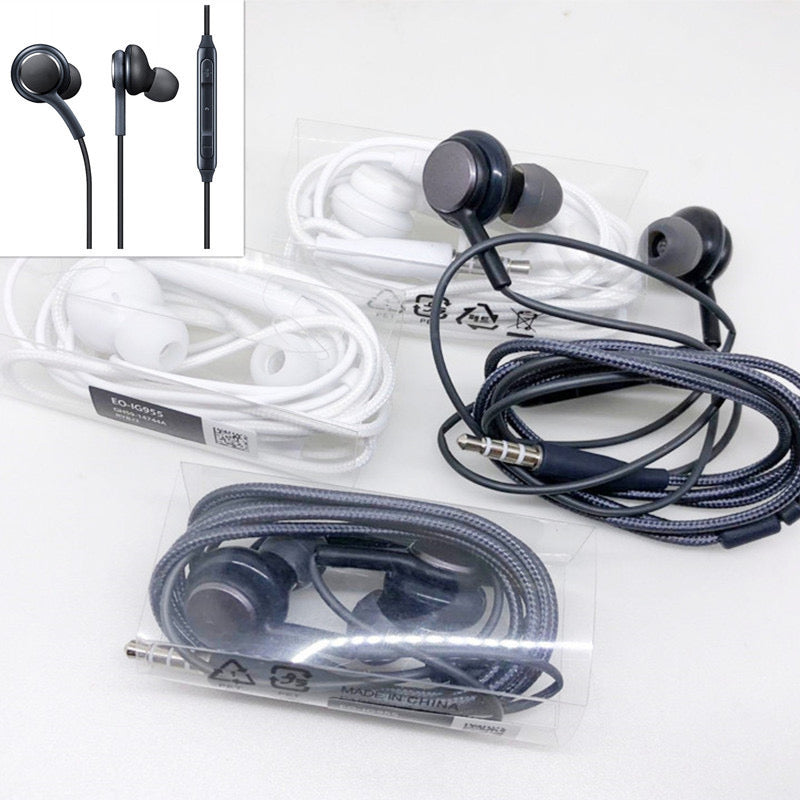 Apply Samsung S8 headphones S10 earphone in-ear wire tuning general use with Menylon knitting AKG headphones white