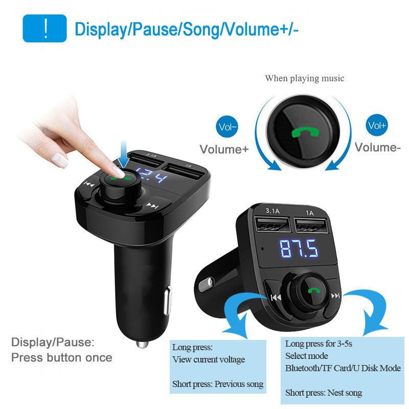 X8 Car Mp3 Car Bluetooth Player Mobile Phone Charger USB Cigarette Lighter X8 Car Bluetooth Transmitter