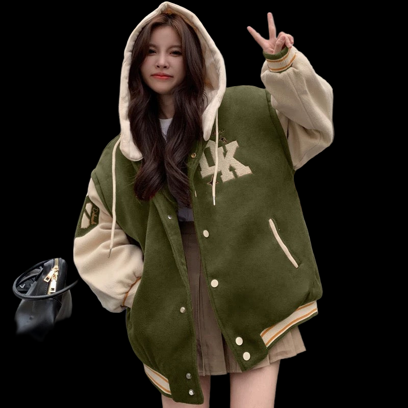 Baseball suit cotton suit girl autumn and winter 2025 new junior high school and high school students American retro thickened cotton jacket