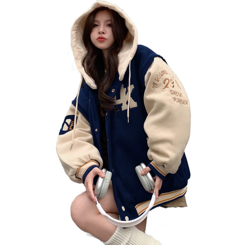 Baseball suit cotton suit girl autumn and winter 2025 new junior high school and high school students American retro thickened cotton jacket
