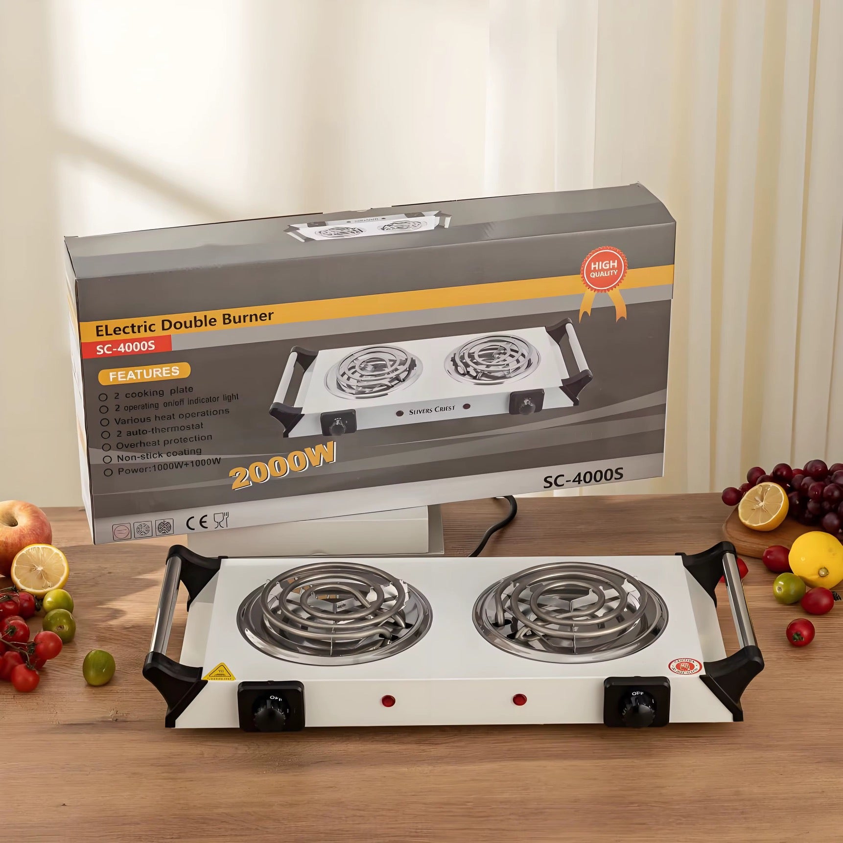 1500W Dual Tube Adjustable Electric Stove Small Multifunctional Outdoor Camping Hot Plate for Tea